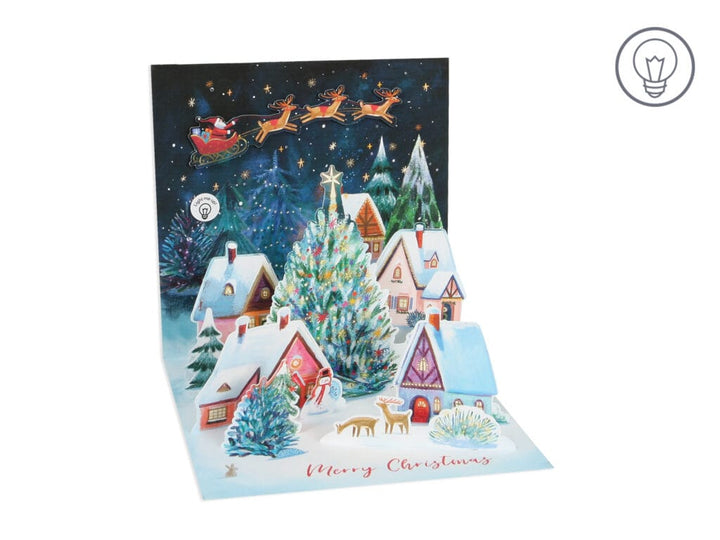 Up With Paper Holiday Glowing Village w/ Light Holiday Pop-Up Card