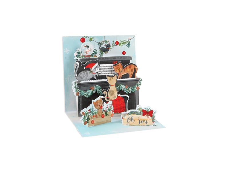 Up With Paper Holiday Piano Cats Mini Holiday Pop-Up Card