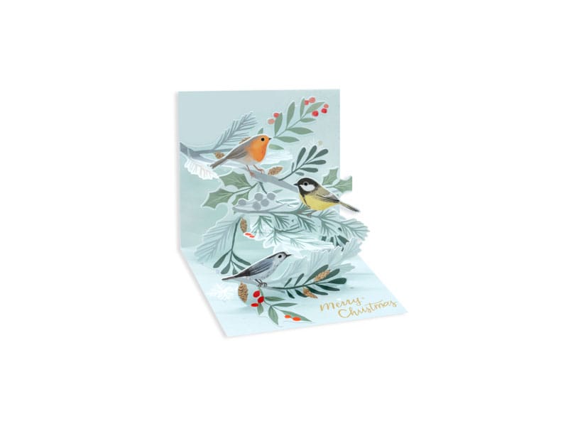 Up With Paper Holiday Winter Birds Mini Holiday Pop-Up Card