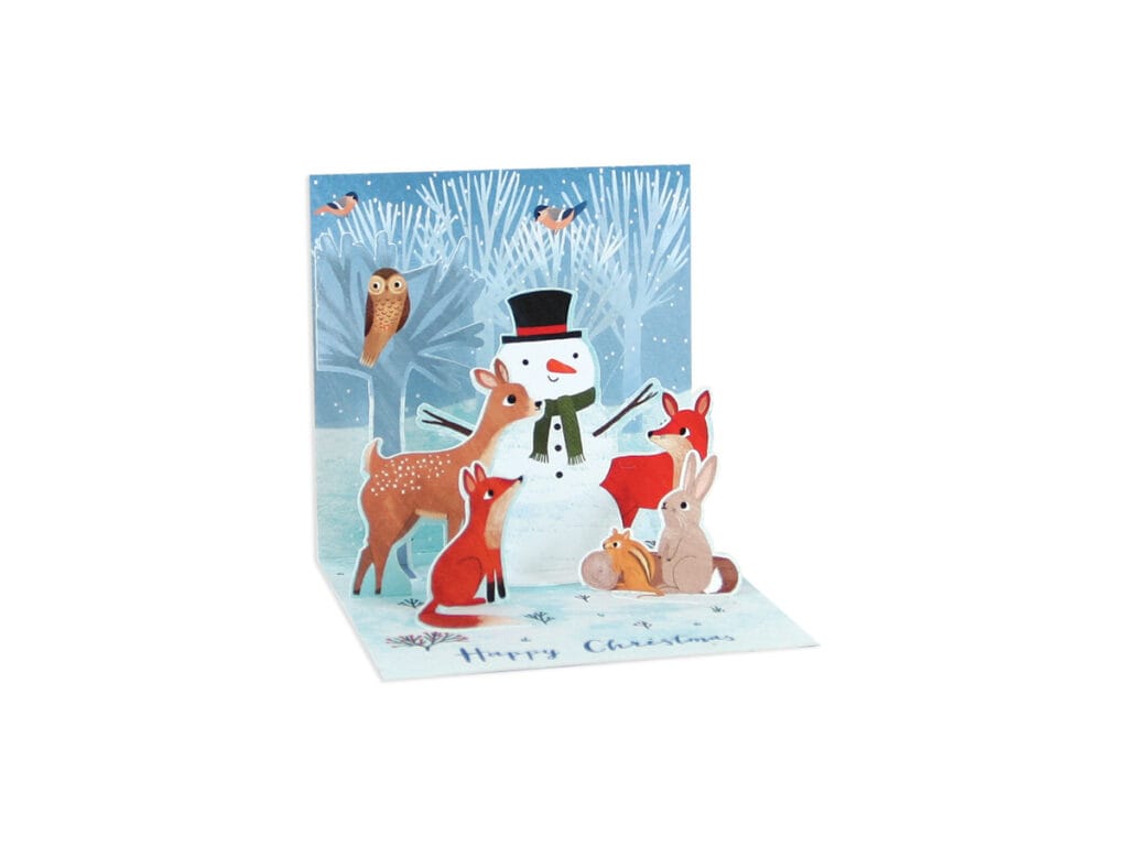 Up With Paper Holiday Woodland Snowman Mini Holiday Pop-Up Card