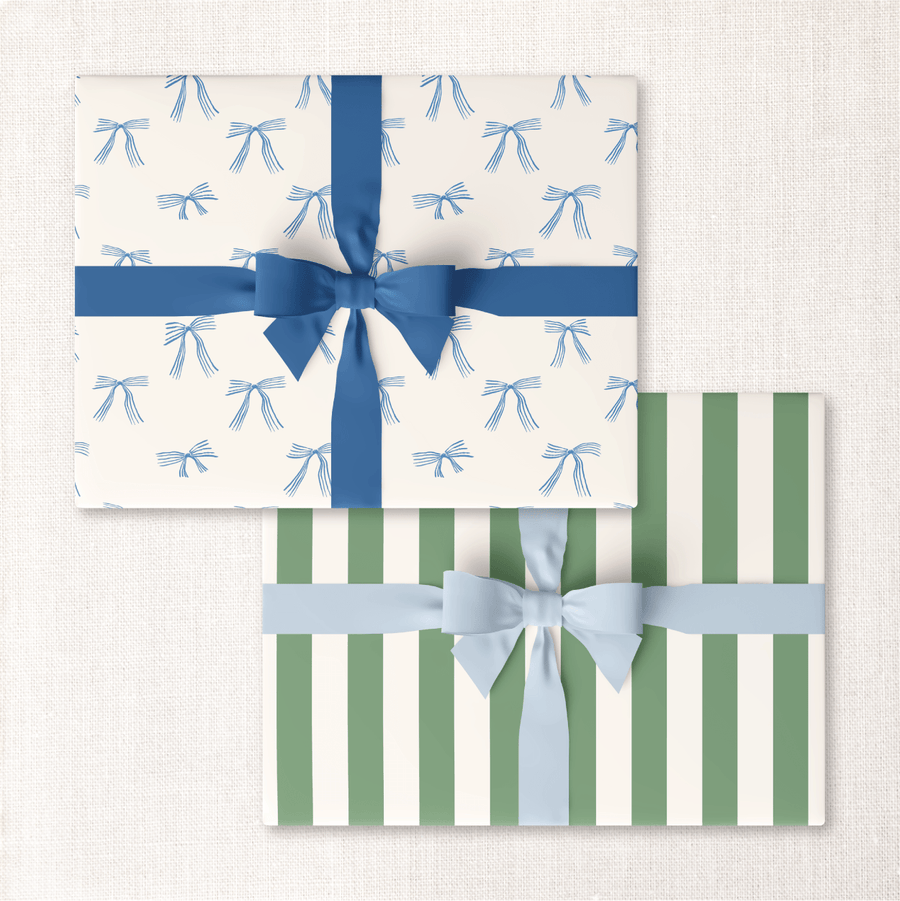 Urbanic Goods Blue Bows + Lawn Cabana Stripe Double-Sided Wrap