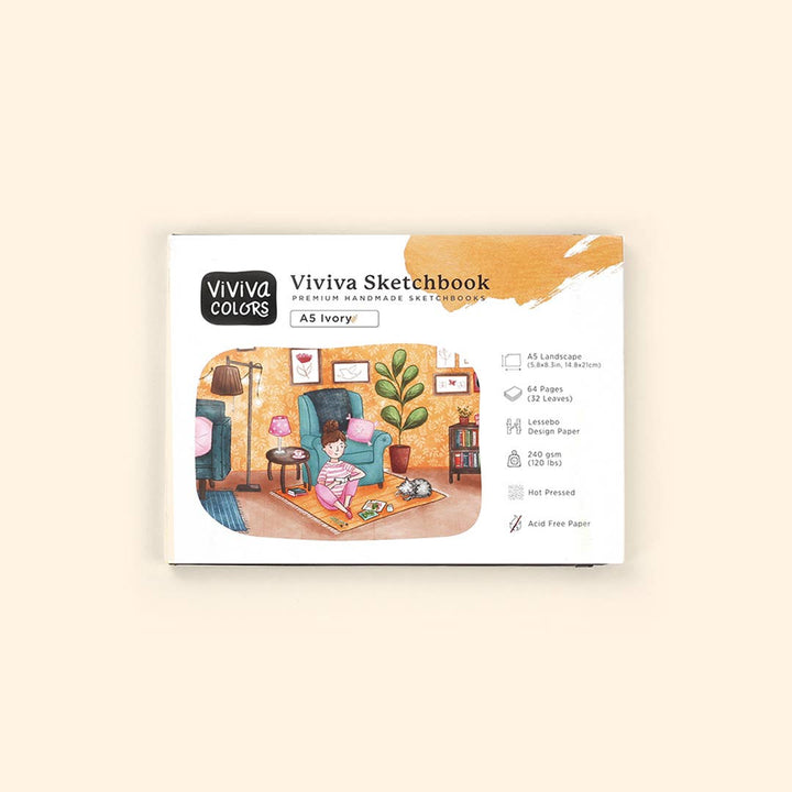 Viviva Colors Gifts A5 Ivory Sketchbook - 240 GSM for Coloring & Sketching