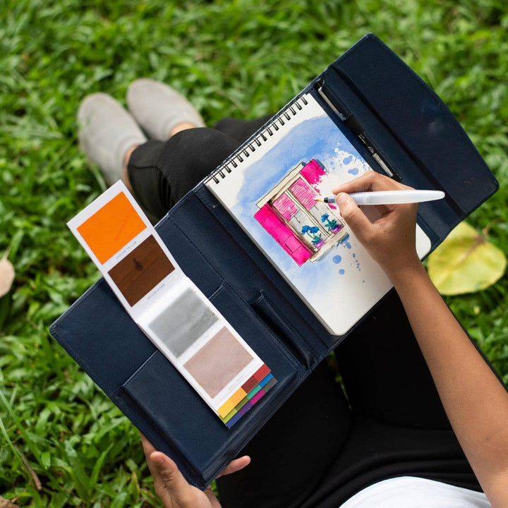 Viviva Colors Gifts A6 Travel Paint Kit - Vegan Leather| Handcrafted| Portable