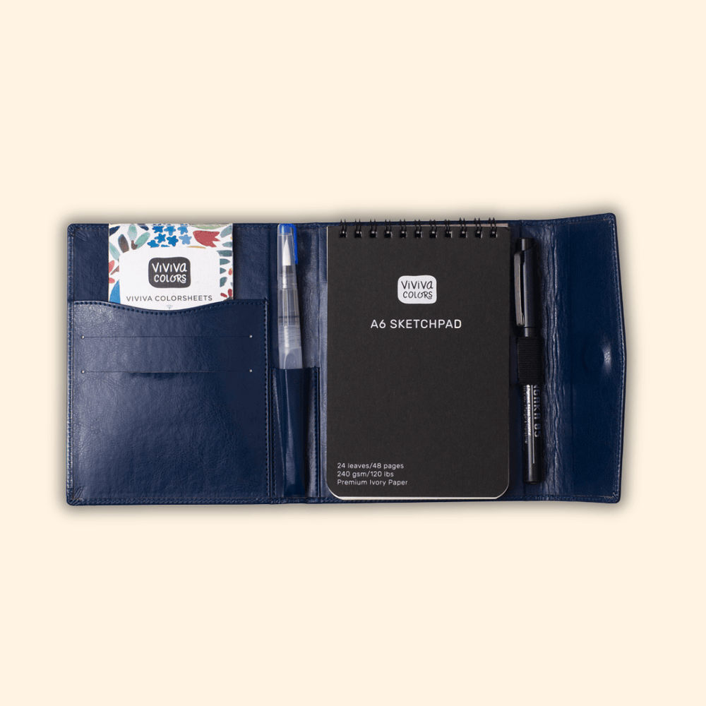 Viviva Colors Gifts A6 Travel Paint Kit - Vegan Leather| Handcrafted| Portable