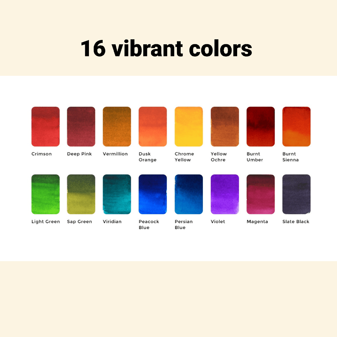 Viviva Colors Gifts Original Colorsheets - 16 Handmade Watercolors