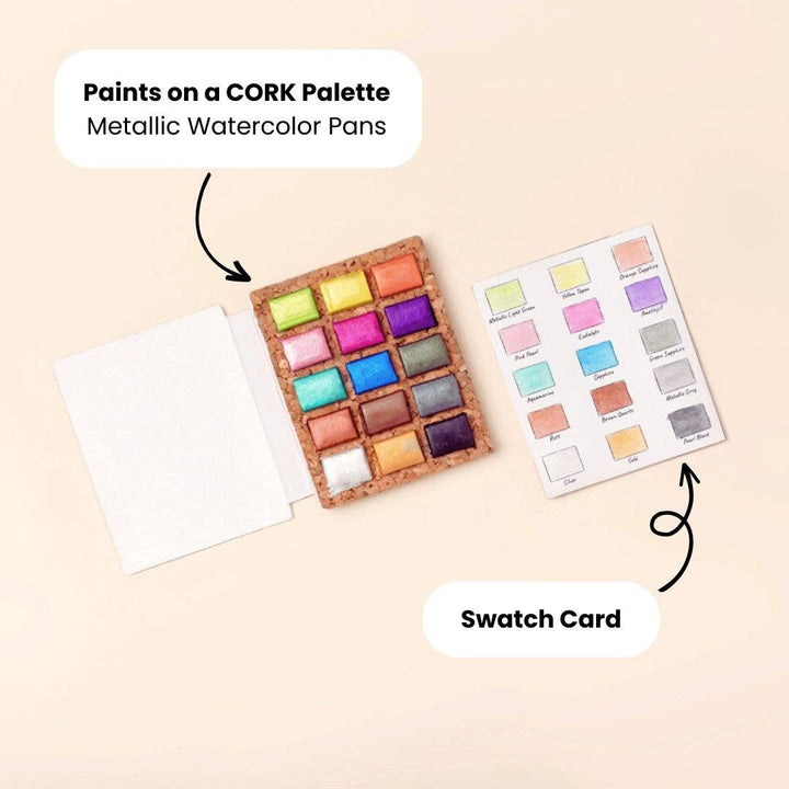 Viviva Colors Gifts Watercolor Pans - Metallic 15 Colors (Pack of 5) Nano Pallet