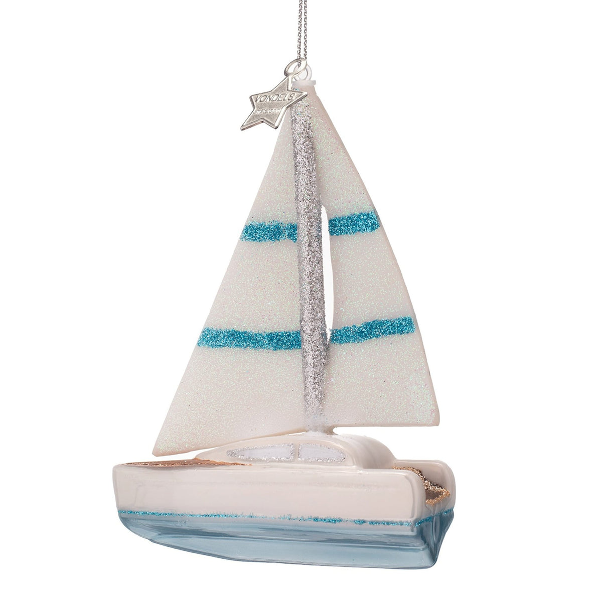 Vondels Gifts Opal White Sailing Boat Ornament