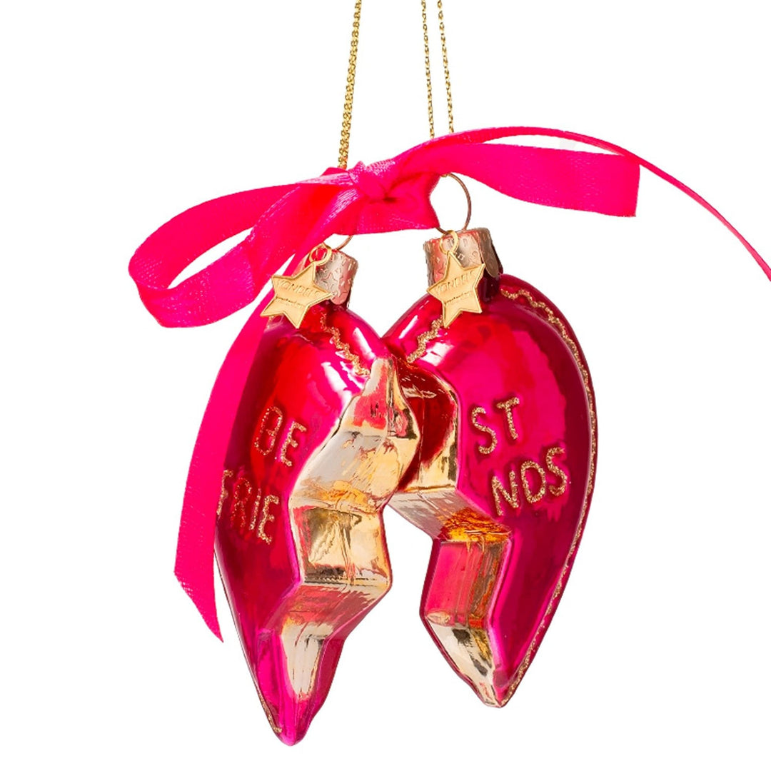 Vondels Gifts Raspberry Pink Best Friends Ornament Set