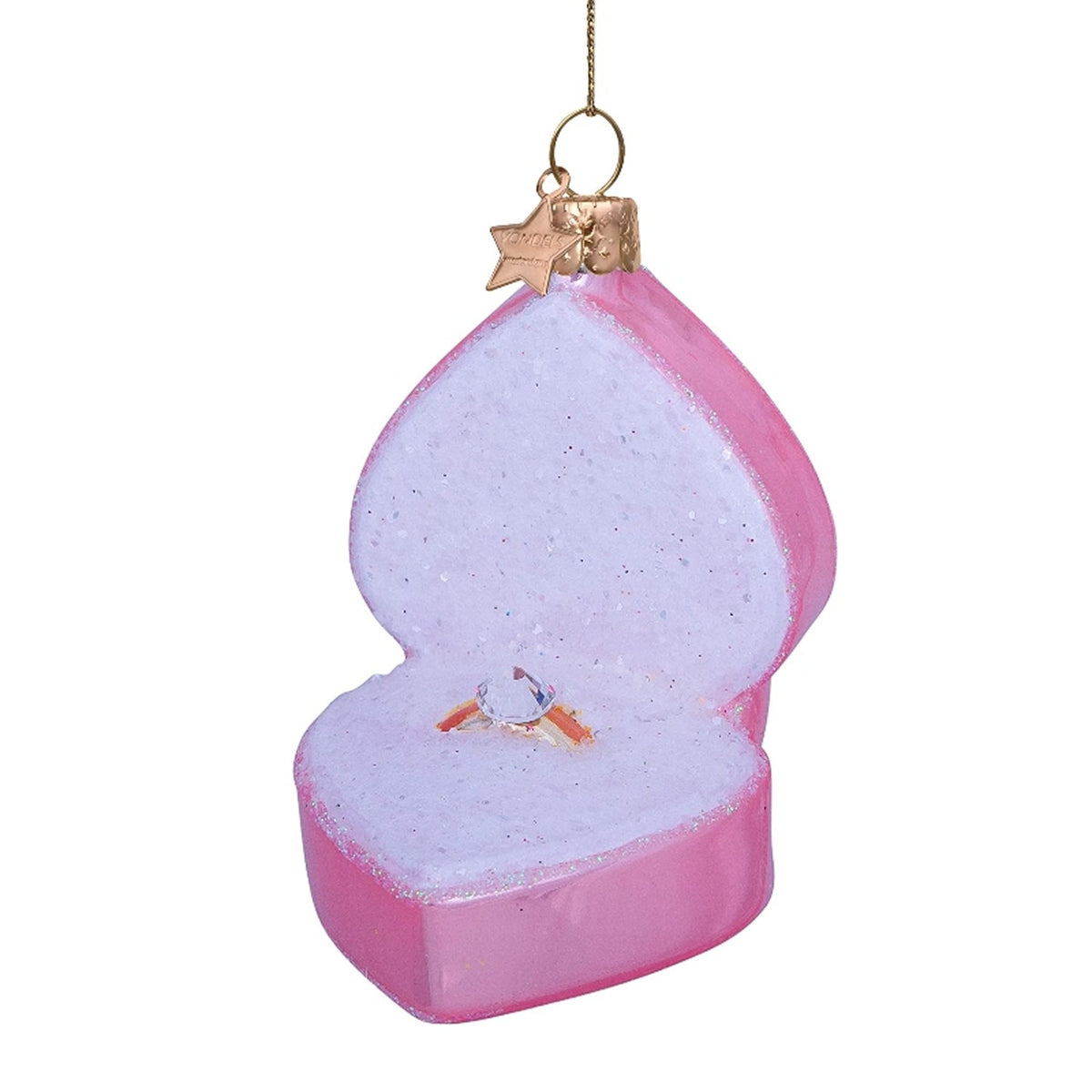 Vondels Gifts Soft Pink Heart Box with Wedding Ring Ornament