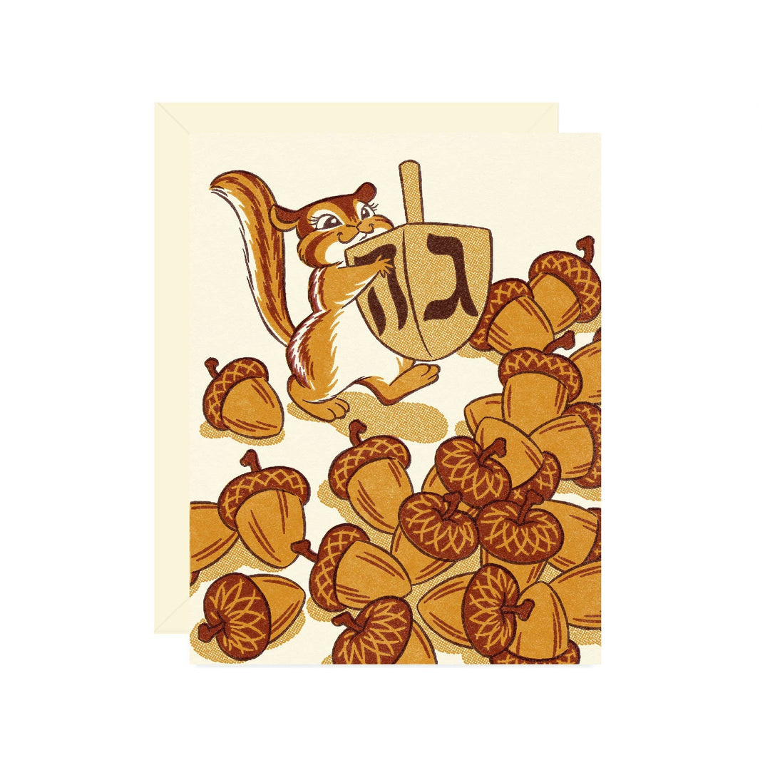 Wallflower Paper & Party Cards Chipmunk Dreidel Card