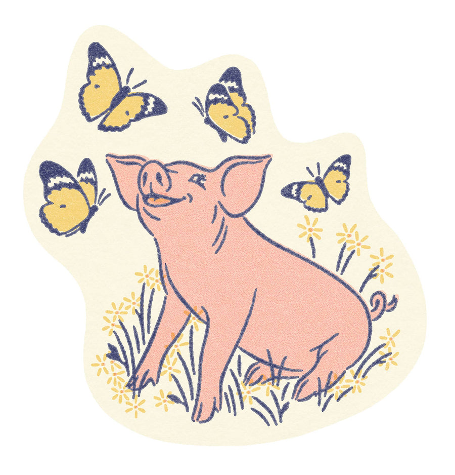 Wallflower Paper & Party Cards Happy Pig Sticker
