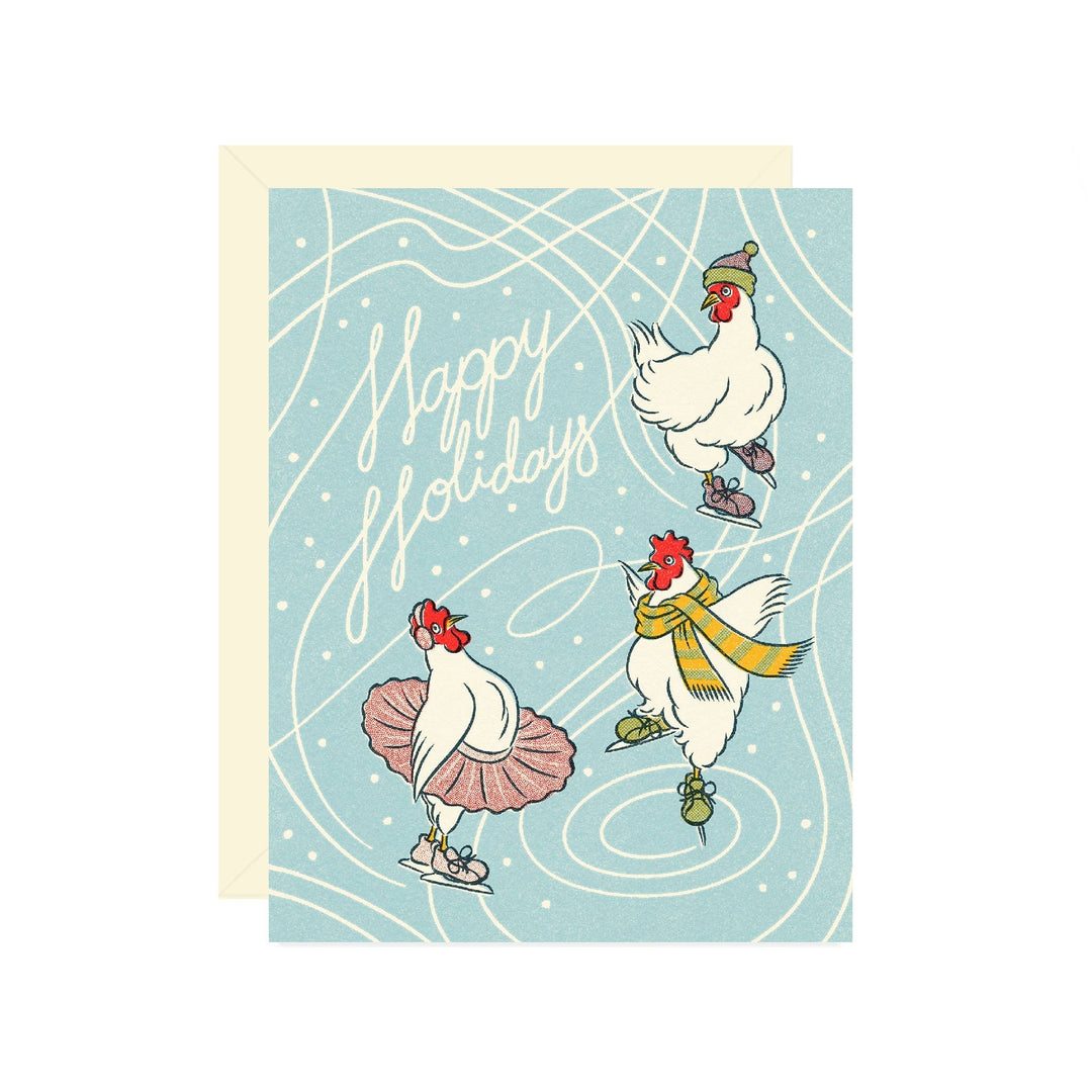 Wallflower Paper & Party Cards Skating Chickens Card