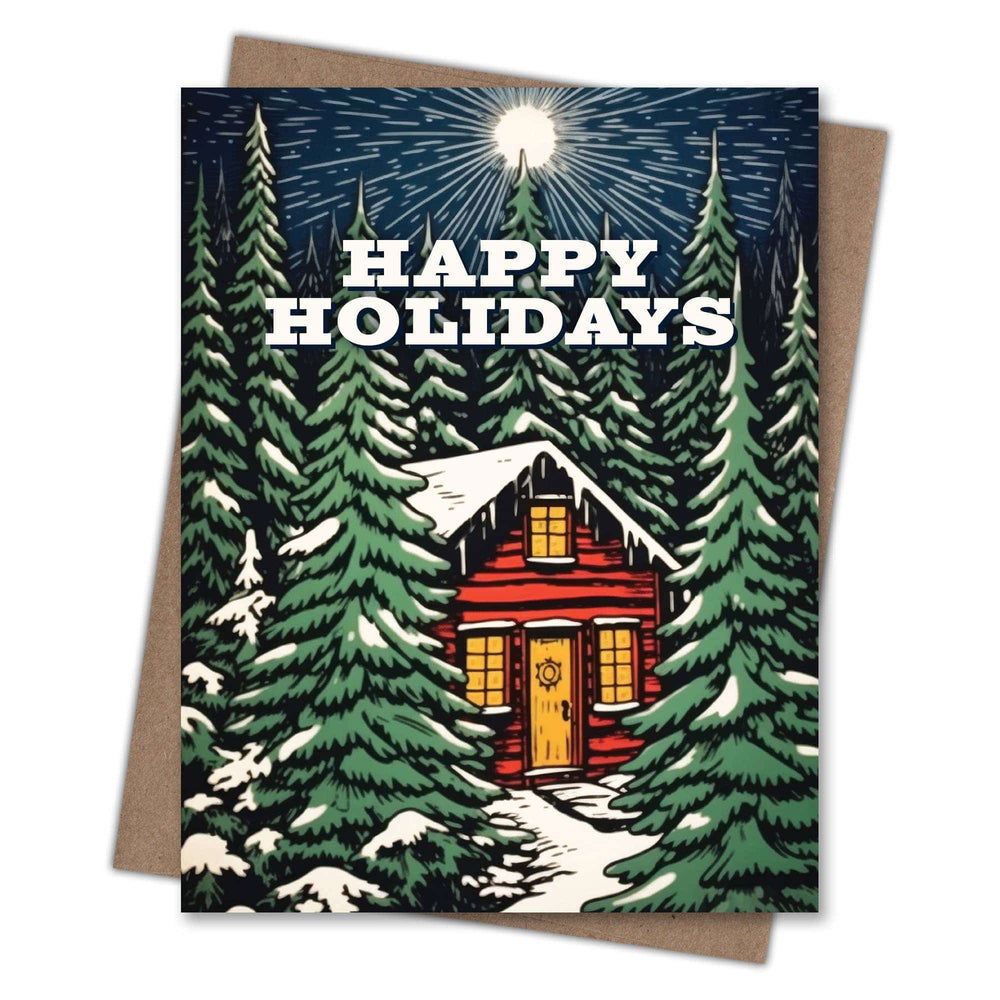 Waterknot Cards Bright Star Cabin Happy Holidays Card