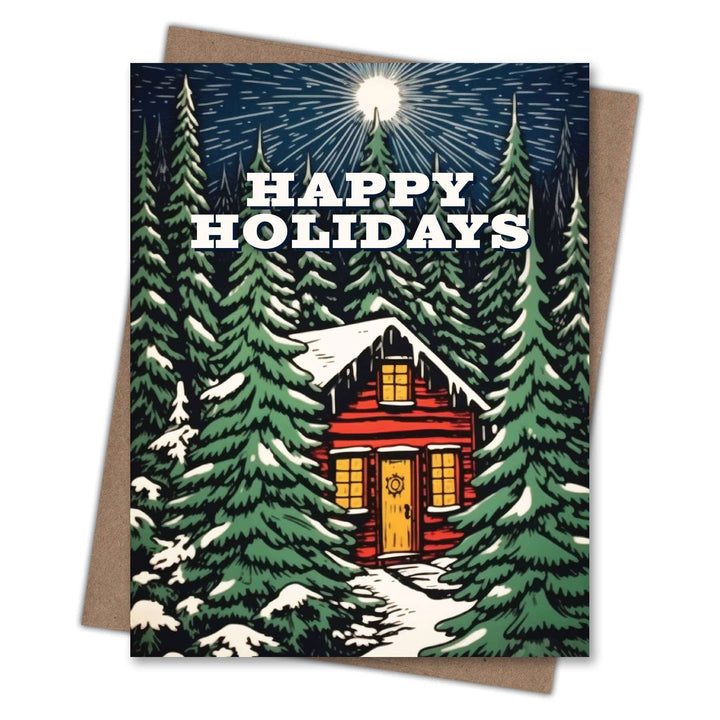 Waterknot Cards Bright Star Cabin Happy Holidays Card