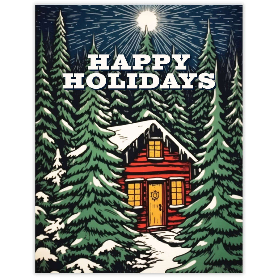 Waterknot Cards Bright Star Cabin Happy Holidays Card