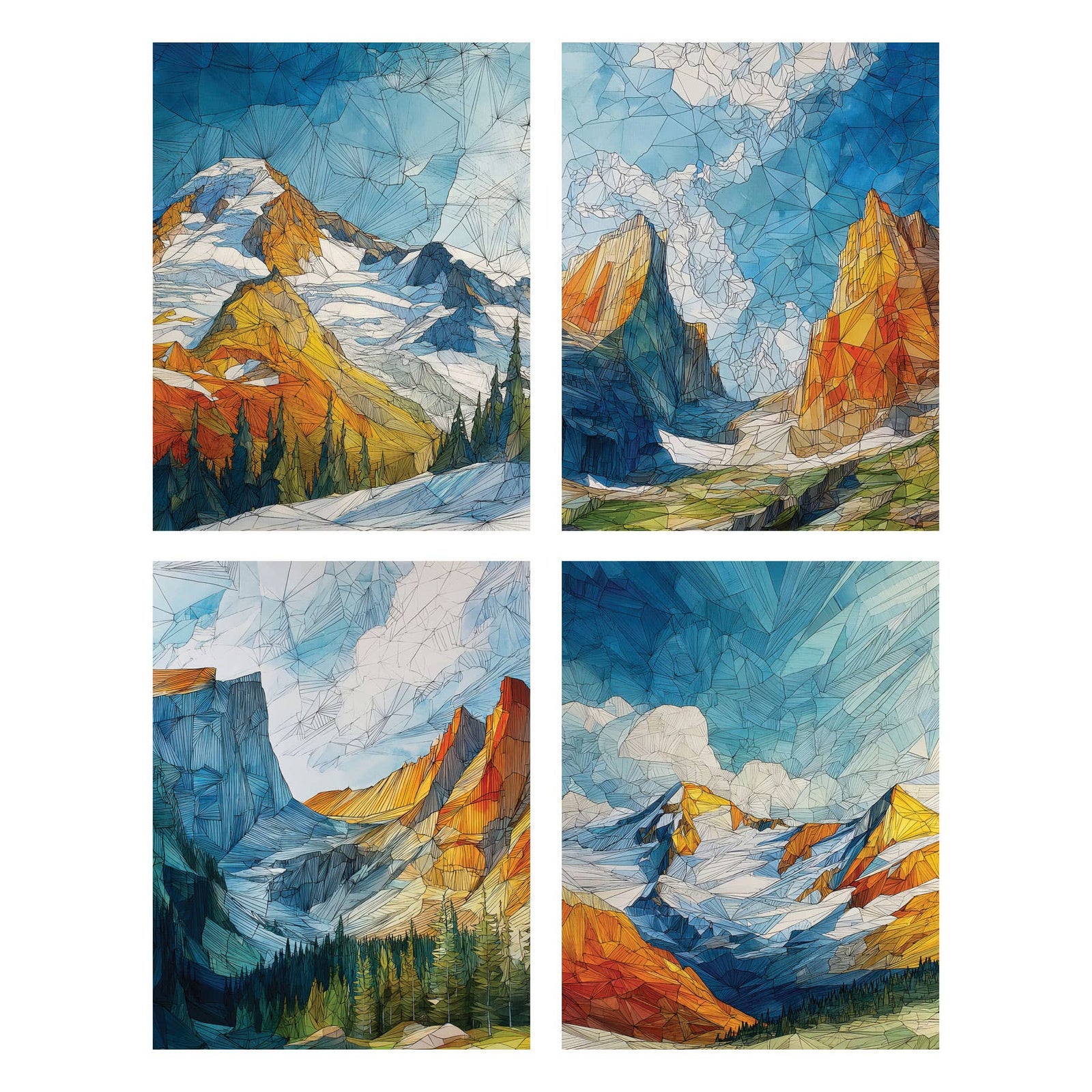 Waterknot Cards Geometric Mountains - Recycled Notecard Box Set