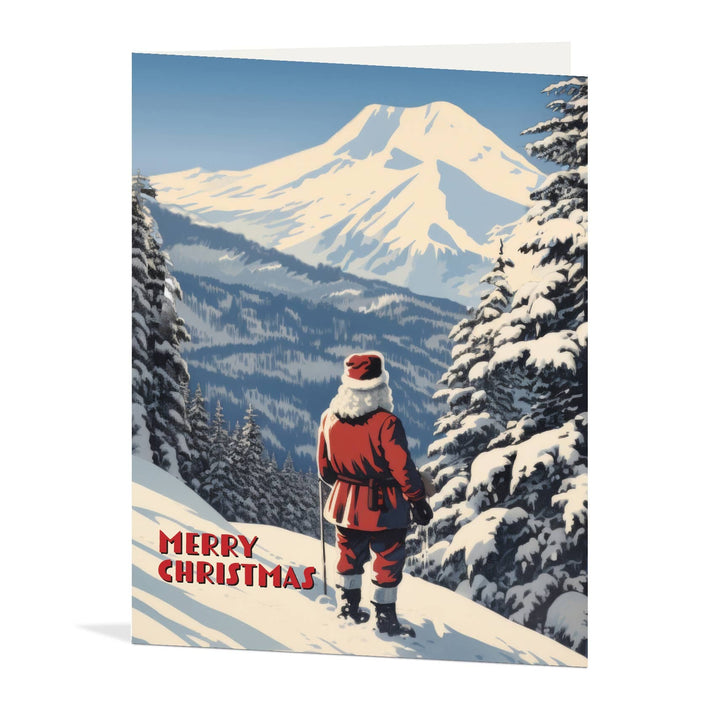 Waterknot Cards Mount Rainier Santa Christmas Card