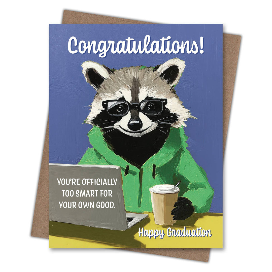 Waterknot Cards Too Smart Raccoon Recycled Graduation Card for Outdoor Grads