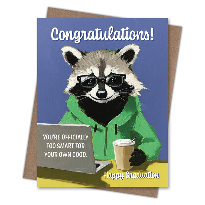 Waterknot Cards Too Smart Raccoon Recycled Graduation Card for Outdoor Grads