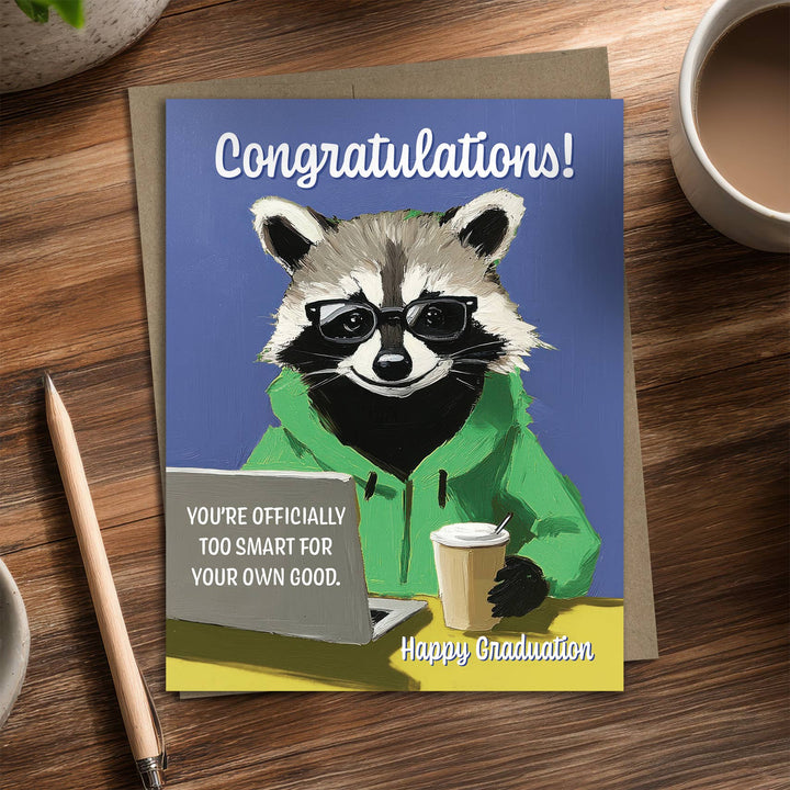 Waterknot Cards Too Smart Raccoon Recycled Graduation Card for Outdoor Grads
