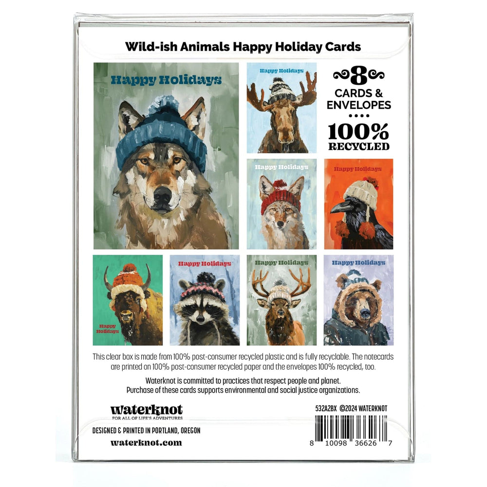 Waterknot Holiday Cards Wild-Ish Animals Happy Holiday Box Set Notecards