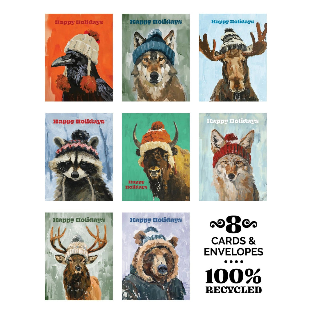 Waterknot Holiday Cards Wild-Ish Animals Happy Holiday Box Set Notecards