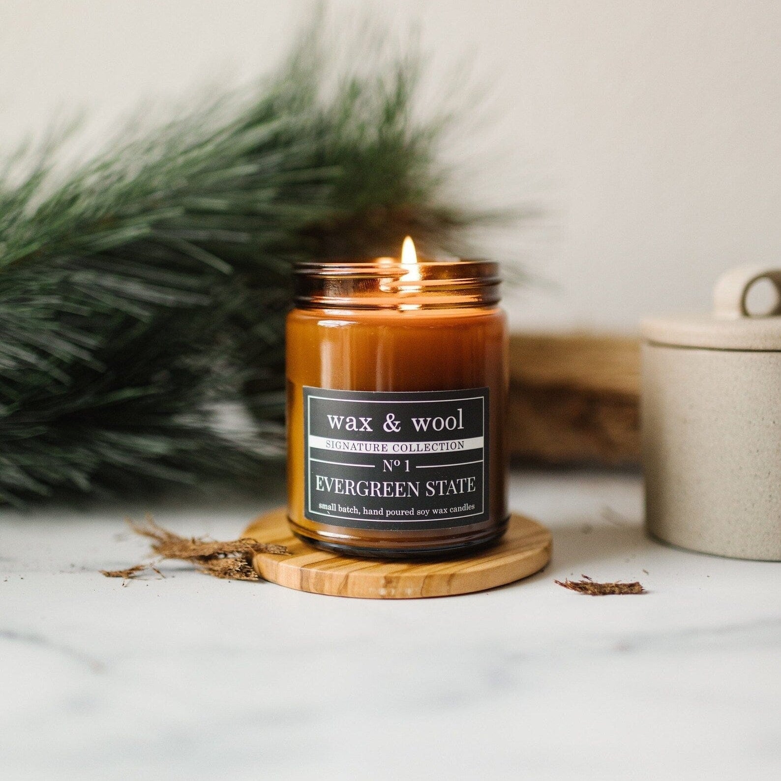 wax & wool Candle Evergreen State - 9 oz Pure Soy Wax Candle