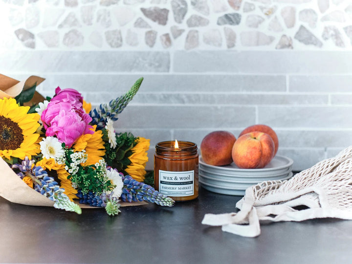 wax & wool Candle Farmer’s Market 9oz Pure Soy Wax Candle - Amber Jar