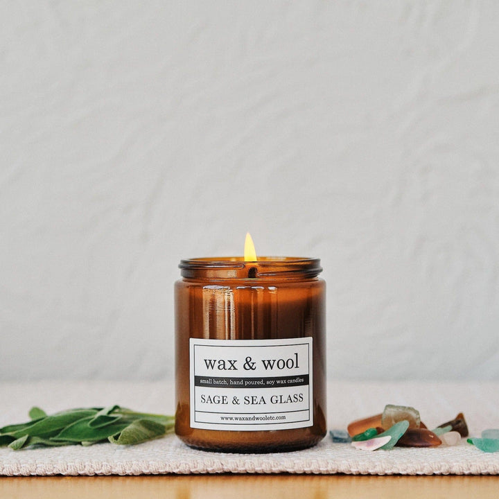 Wax & Wool candle Sage & Sea Glass