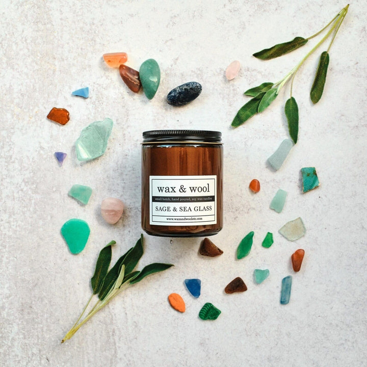 Wax & Wool candle Sage & Sea Glass