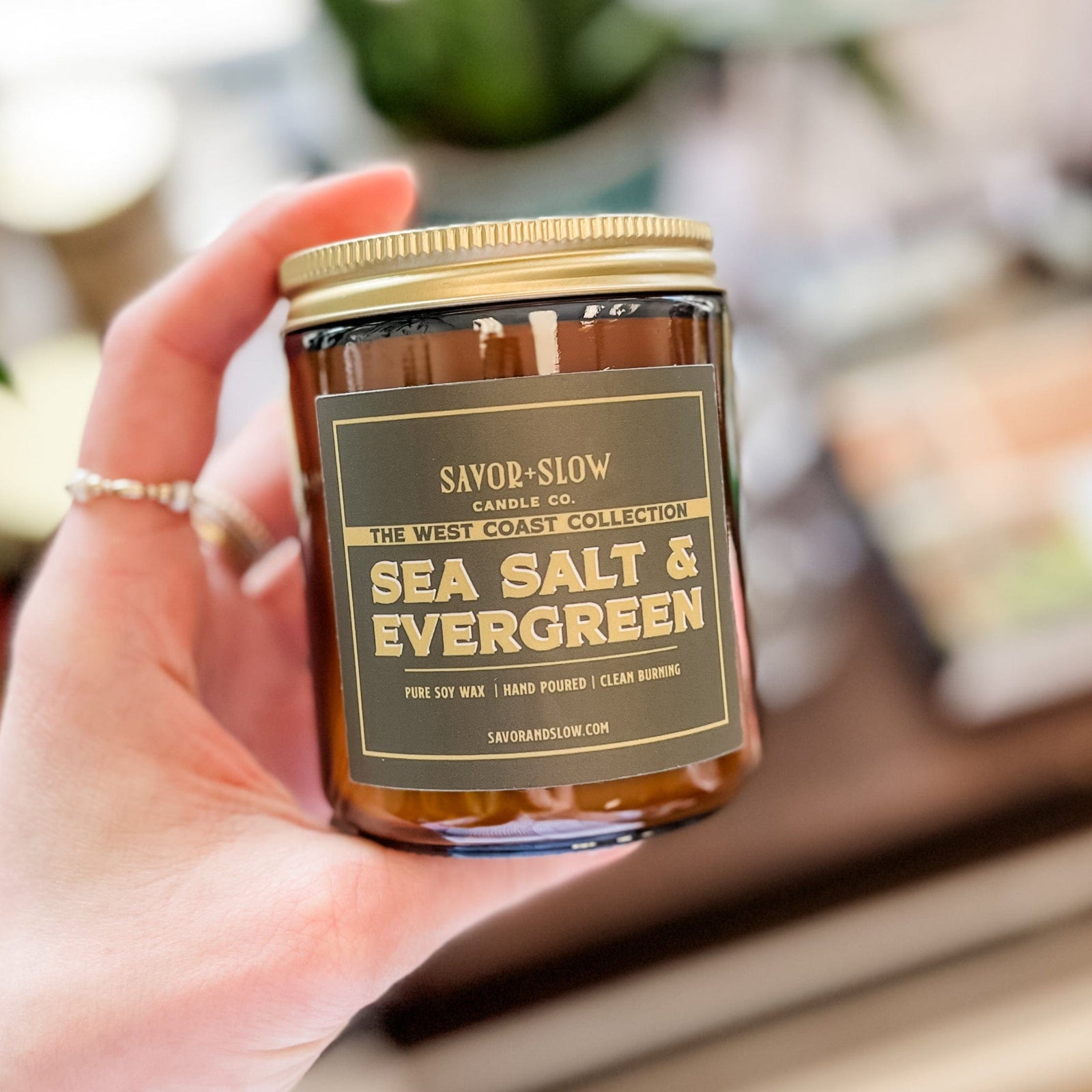 Wax & Wool candle Sea Salt and Evergreen Candle - The West Coast Collection