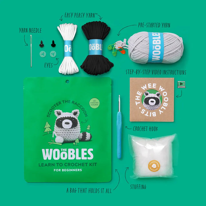 Woobles Gifts Scooter the Racoon Crochet Kit | The Woobles