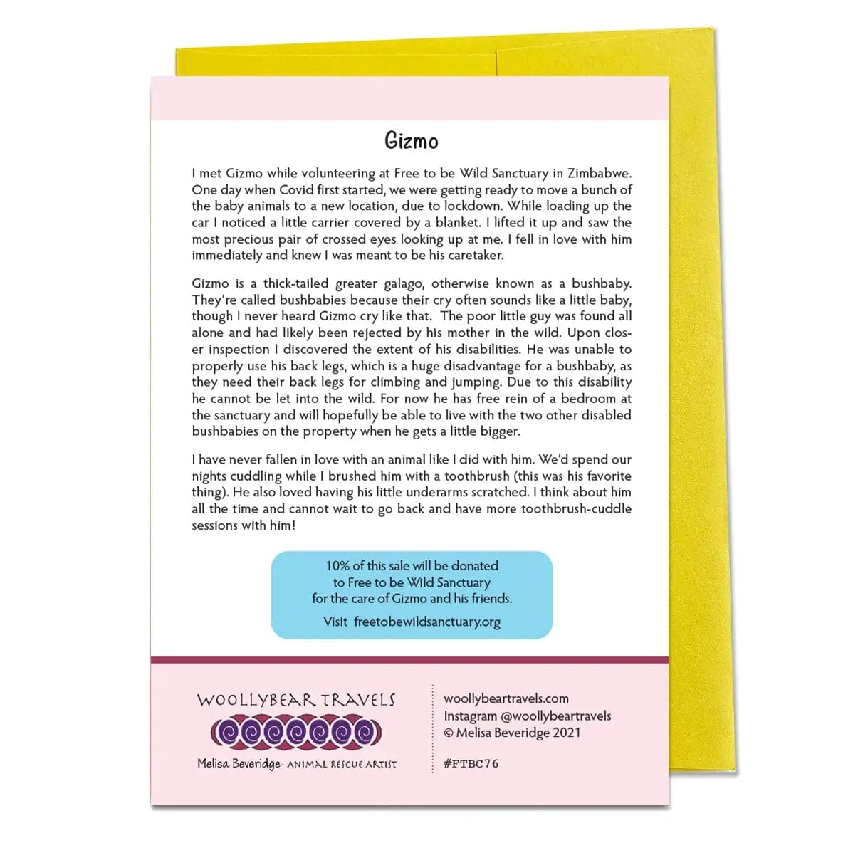 Woollybear Explores Card Gizmo the Bushbaby Greeting Card