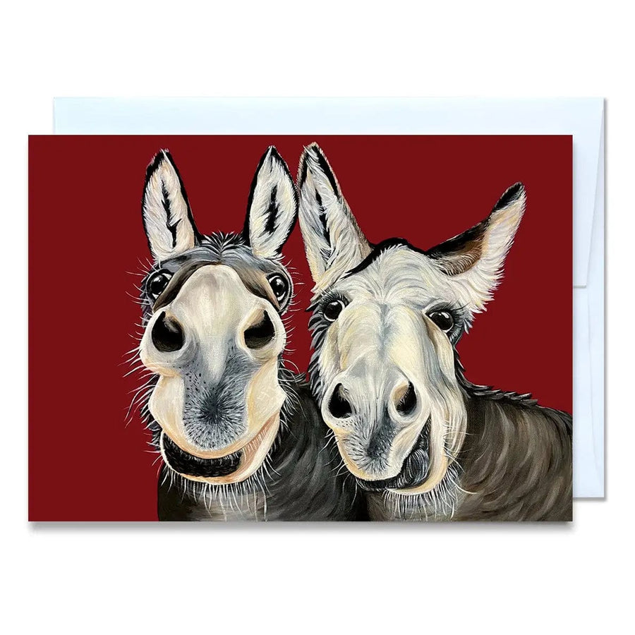 Woollybear Explores Card Henry and Gracie the Donkeys Greeting Card