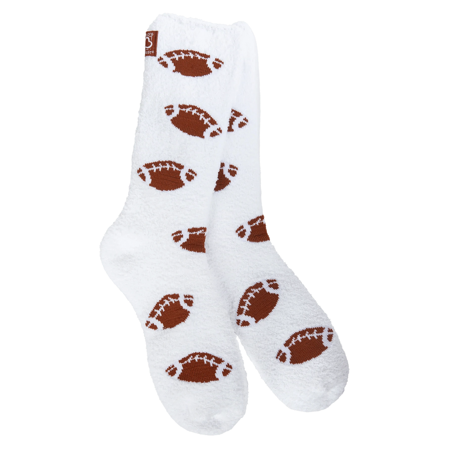 World's Softest Socks Fashion Cozy Fall Crew Socks - Football