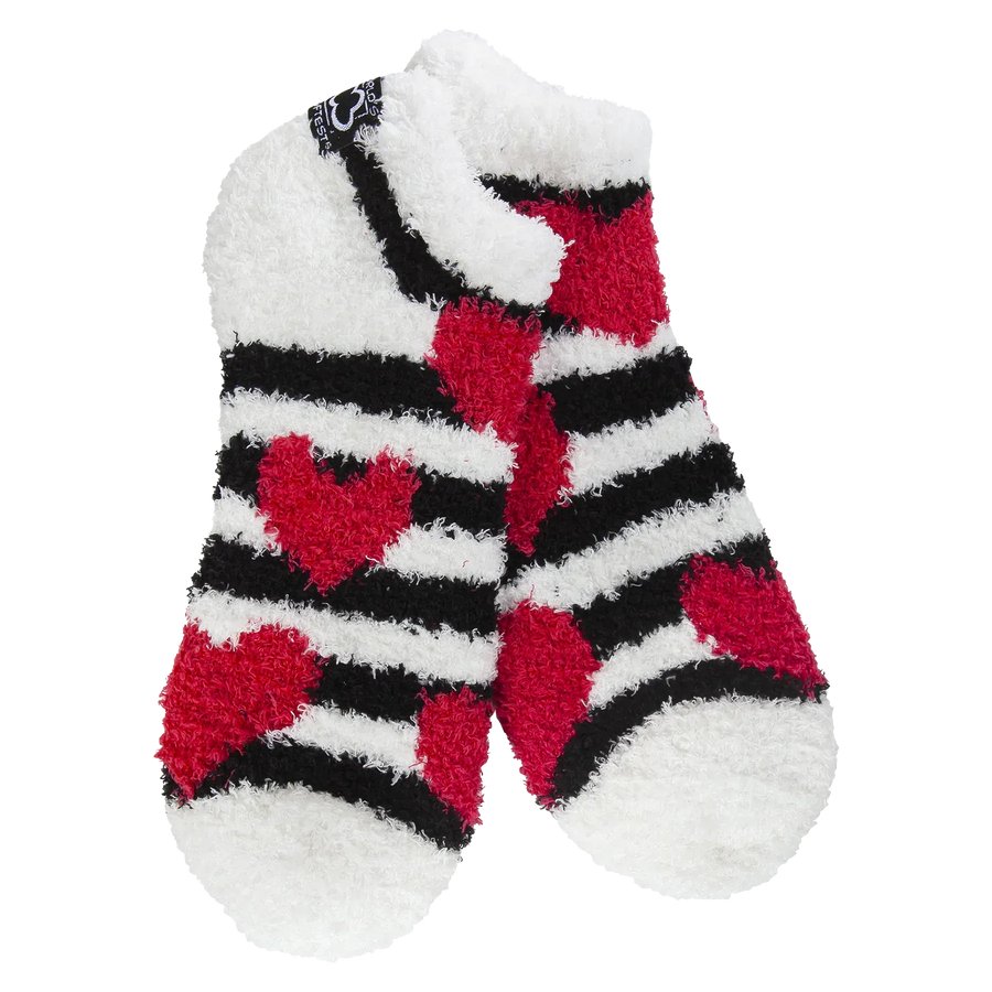 World's Softest Socks Fashion Cozy Low Socks - Heart Stripes