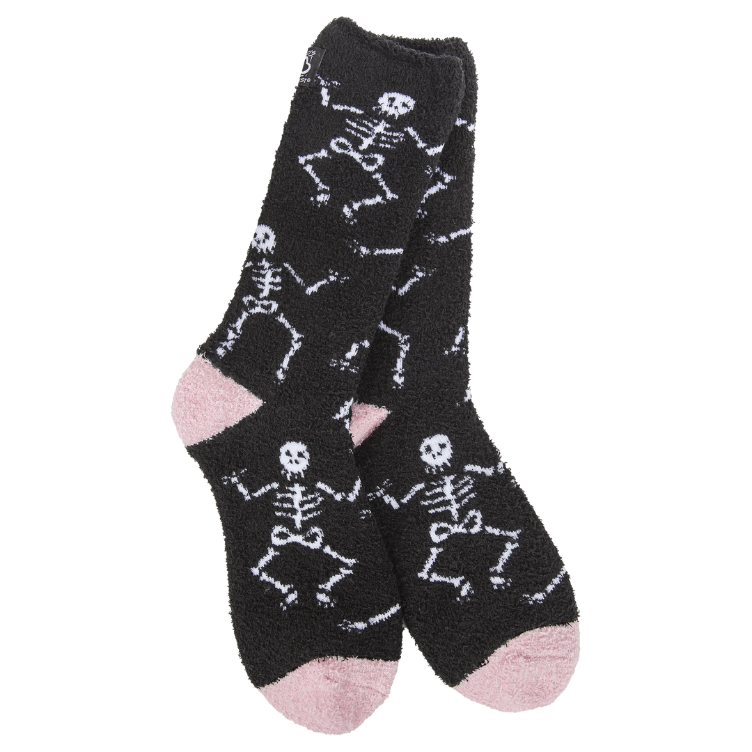 World's Softest Socks Fashion Halloween Cozy Crew Socks - Bones