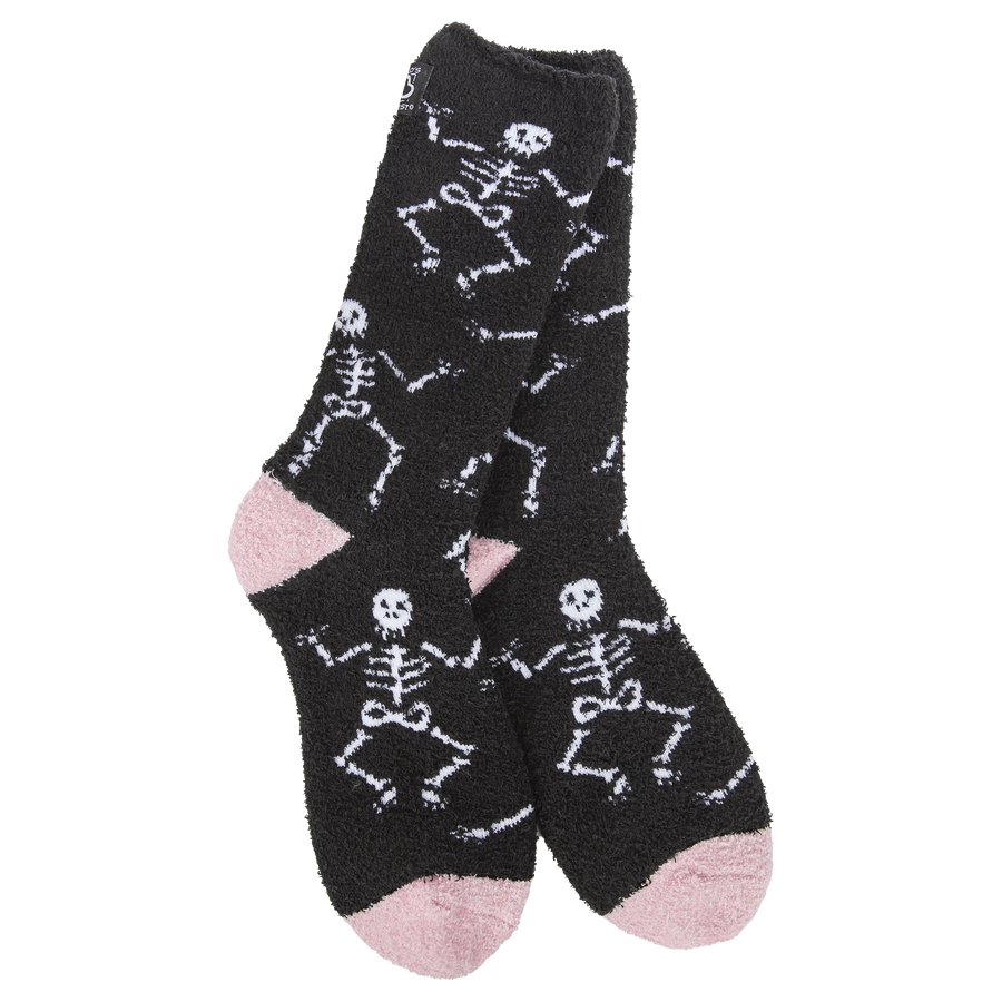 World's Softest Socks Fashion Halloween Cozy Crew Socks - Bones