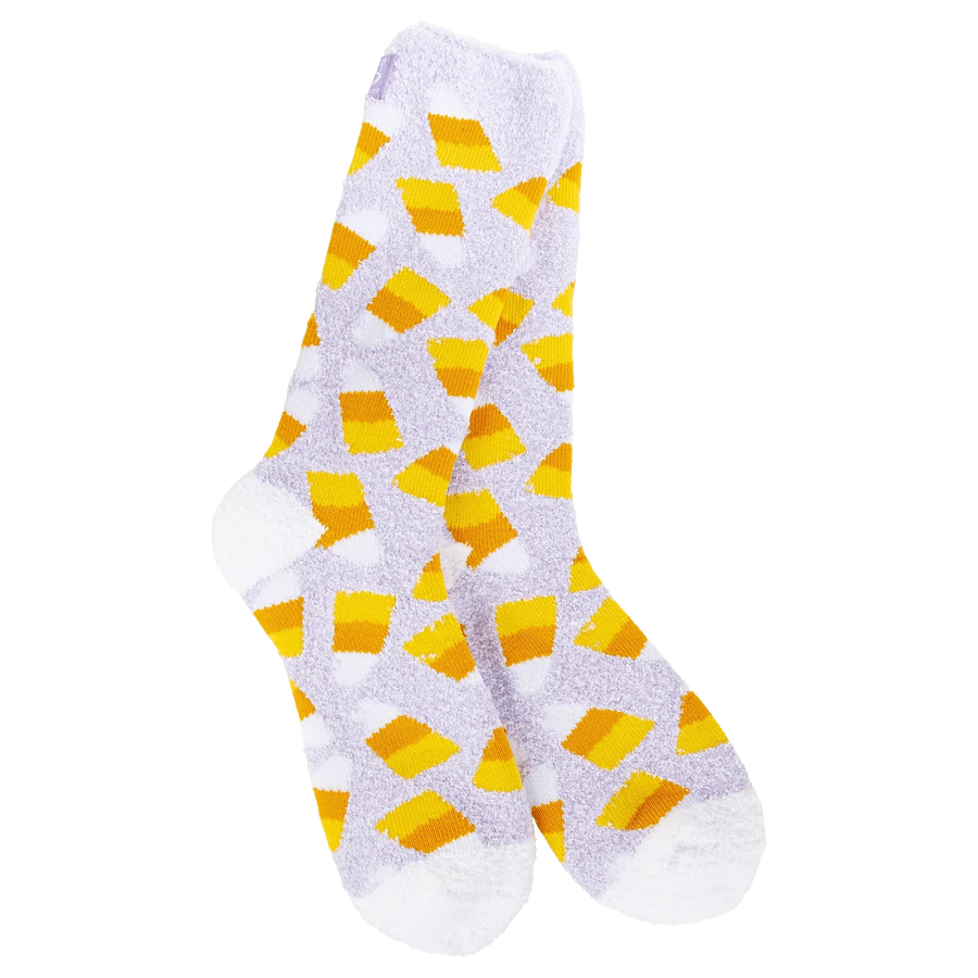 World's Softest Socks Fashion Halloween Cozy Crew Socks - Candy Corn