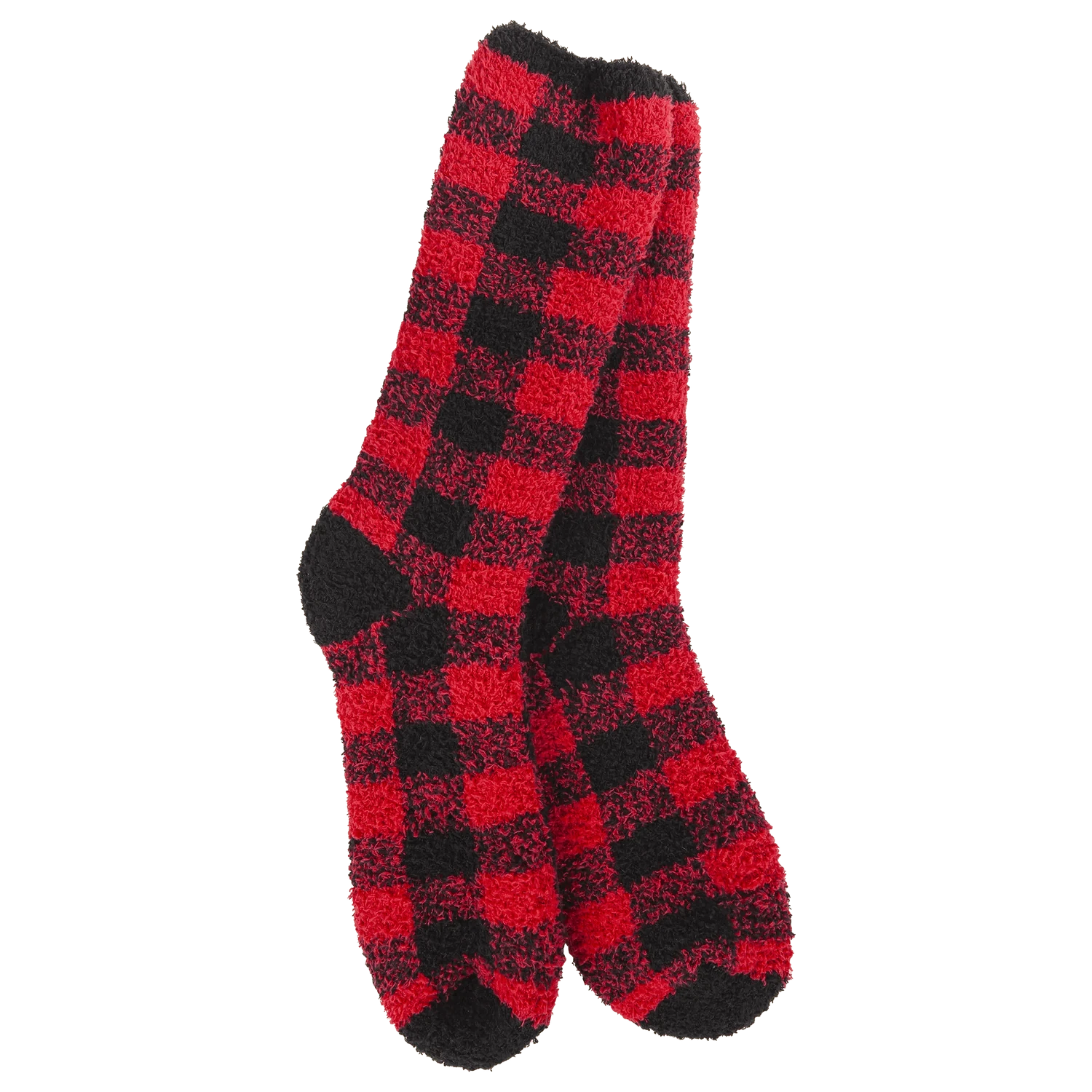 World's Softest Socks Fashion Knit Pickin' Fireside Crew - Red/Black Check