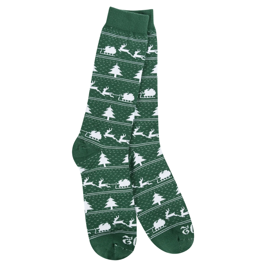 World's Softest Socks Fashion Transit Crew - Green Sleigh