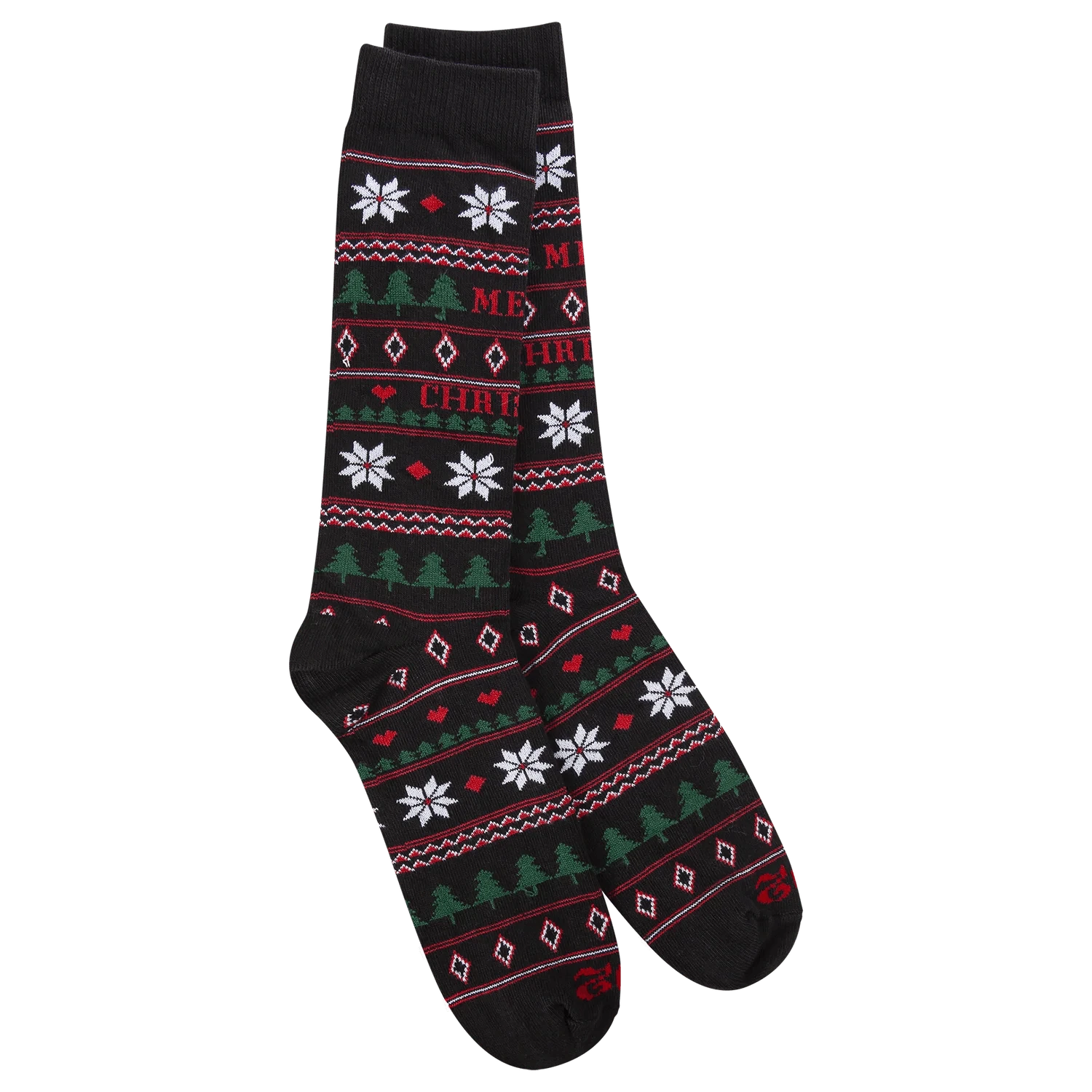 World's Softest Socks Fashion Transit Crew - Merry Christmas Black