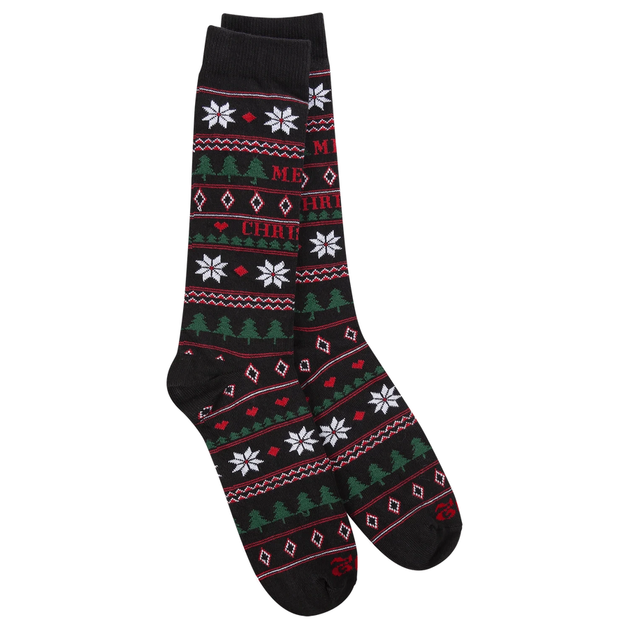 World's Softest Socks Fashion Transit Crew - Merry Christmas Black