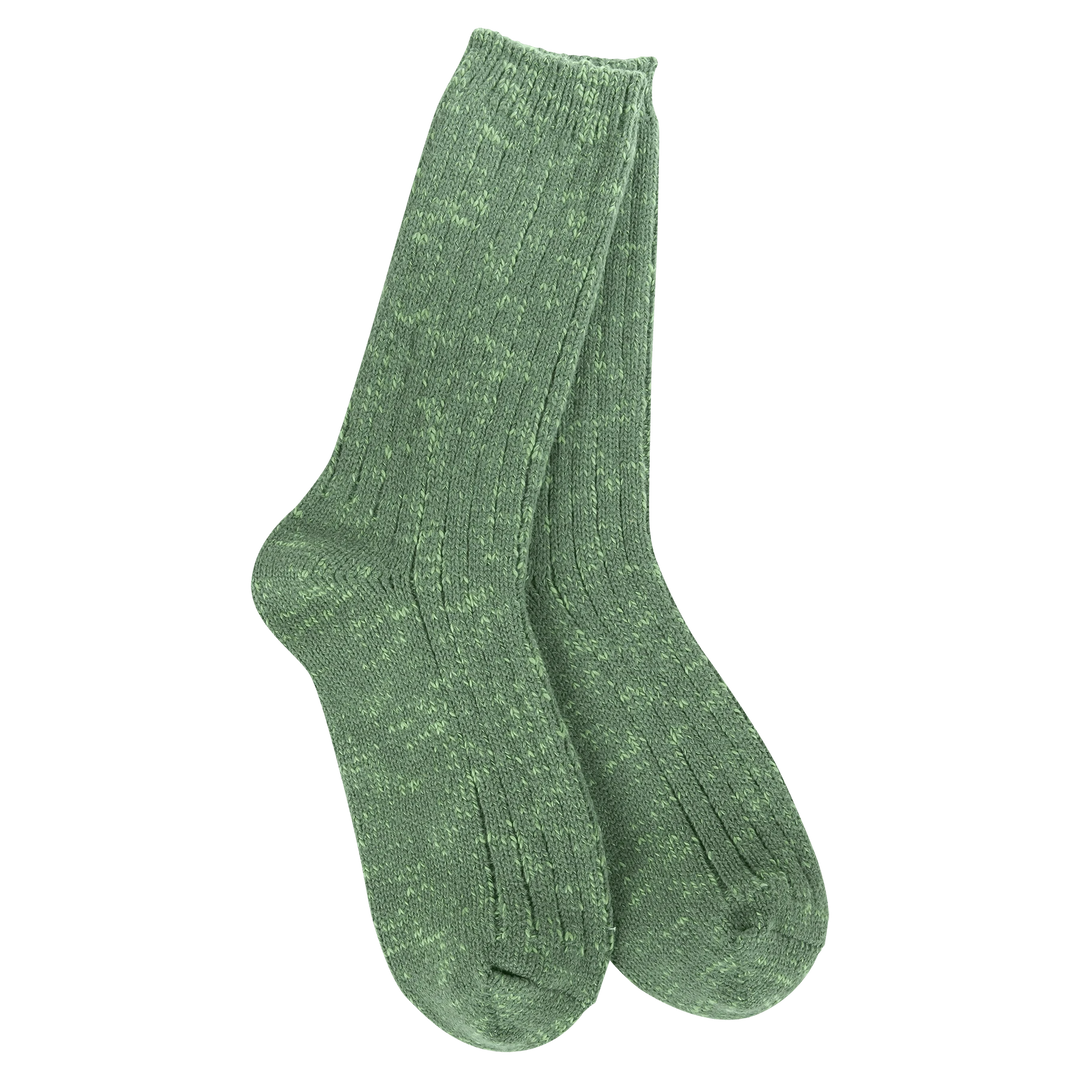 World's Softest Socks Fashion Weekend Cotton Slub Marled Crew Socks - Ivy