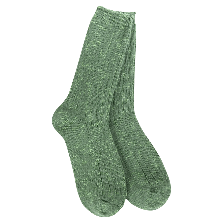 World's Softest Socks Fashion Weekend Cotton Slub Marled Crew Socks - Ivy