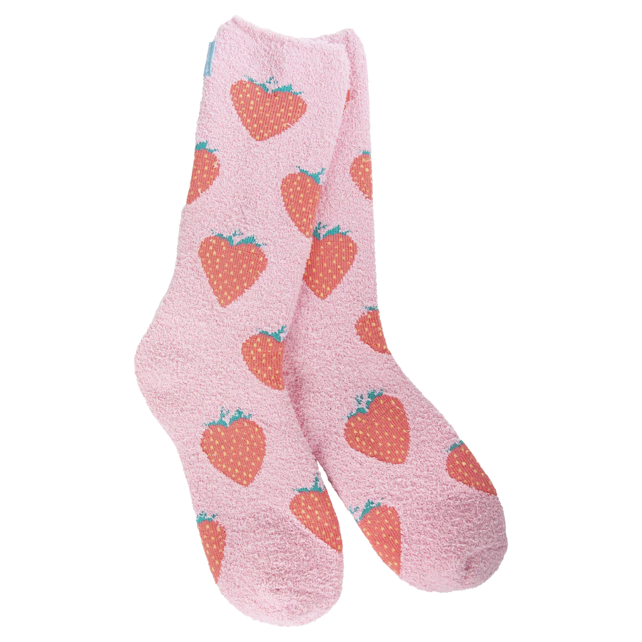 World's Softest Socks Holiday Valentine Strawberries Cozy Crew Socks