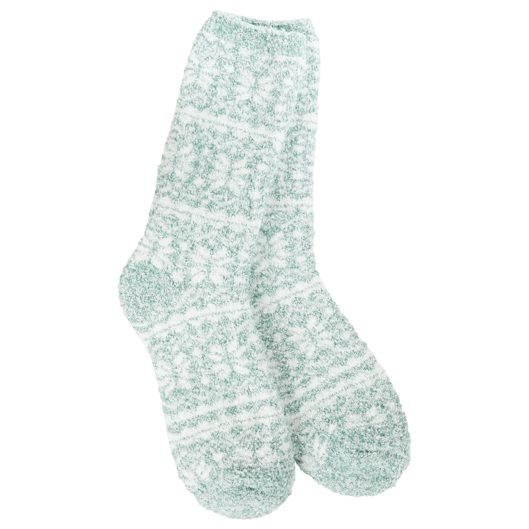 World's Softest Socks Holiday Winter Crew Socks - Fair Isle Green