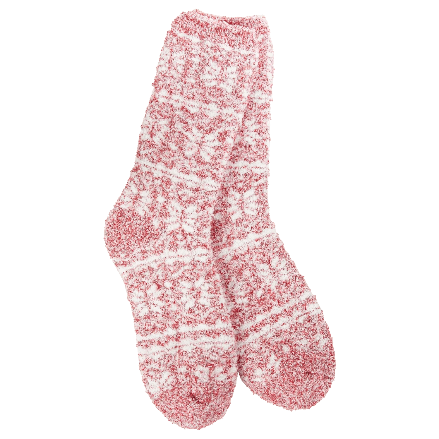 World's Softest Socks Holiday Winter Crew Socks - Fair Isle Red