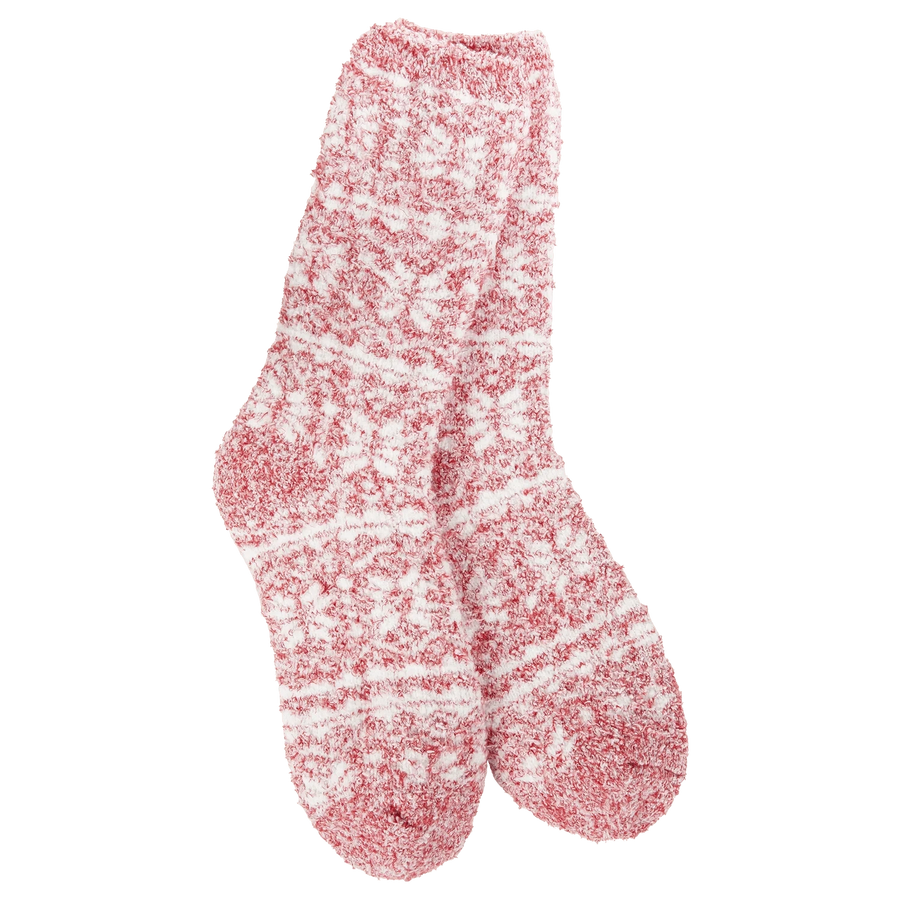 World's Softest Socks Holiday Winter Crew Socks - Fair Isle Red