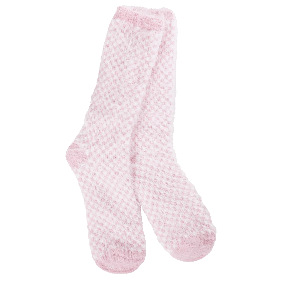 World's Softest Socks Socks Feather Crew - Candy Pink Check